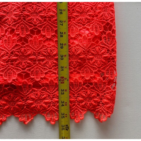 ASTR Women's Dress M Crochet Halter High Neck Lace Bright Neon Orange Bodycon - Picture 7 of 11